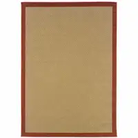 Photo of 3'x5' Beige and Red Plain Indoor Outdoor Area Rug