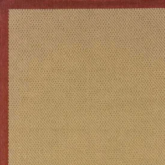 5'x8' Beige and Red Plain Indoor Outdoor Area Rug Photo 5