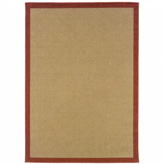 5'x8' Beige and Red Plain Indoor Outdoor Area Rug Photo 1