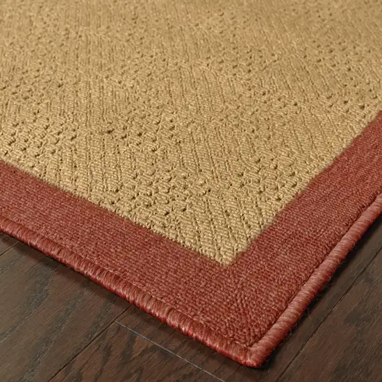 5'x8' Beige and Red Plain Indoor Outdoor Area Rug Photo 4