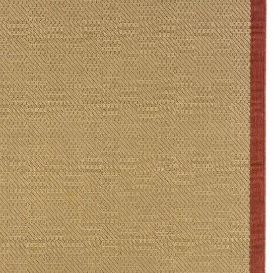 6'x9' Beige and Red Plain Indoor Outdoor Area Rug Photo 5