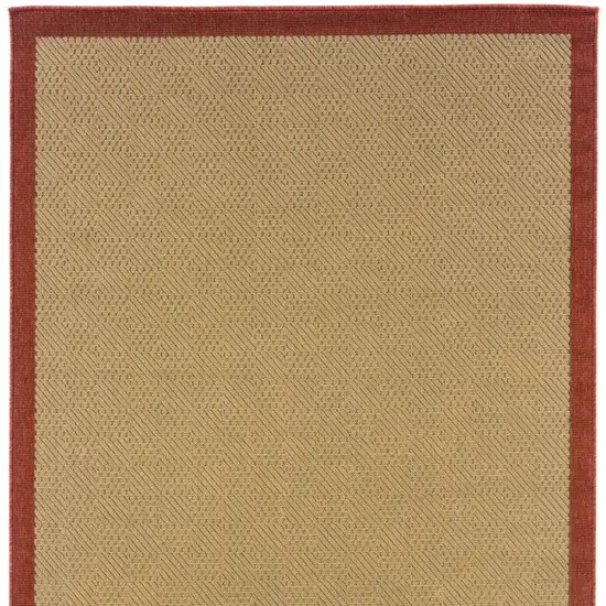 6'x9' Beige and Red Plain Indoor Outdoor Area Rug Photo 6