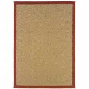 Photo of 7'x11' Beige and Red Plain Indoor Outdoor Area Rug