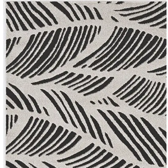 3'X5' Black White Machine Woven Uv Treated Tropical Palm Leaves Indoor Outdoor Area Rug Photo 4