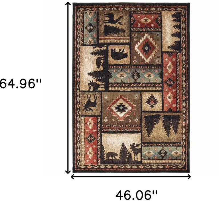 4'x6' Black and Brown Nature Lodge Area Rug Photo 4