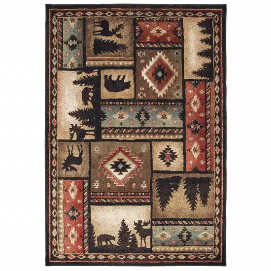 4'x6' Black and Brown Nature Lodge Area Rug Photo 1