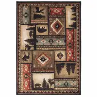 Photo of 7'x9' Black and Brown Nature Lodge Area Rug
