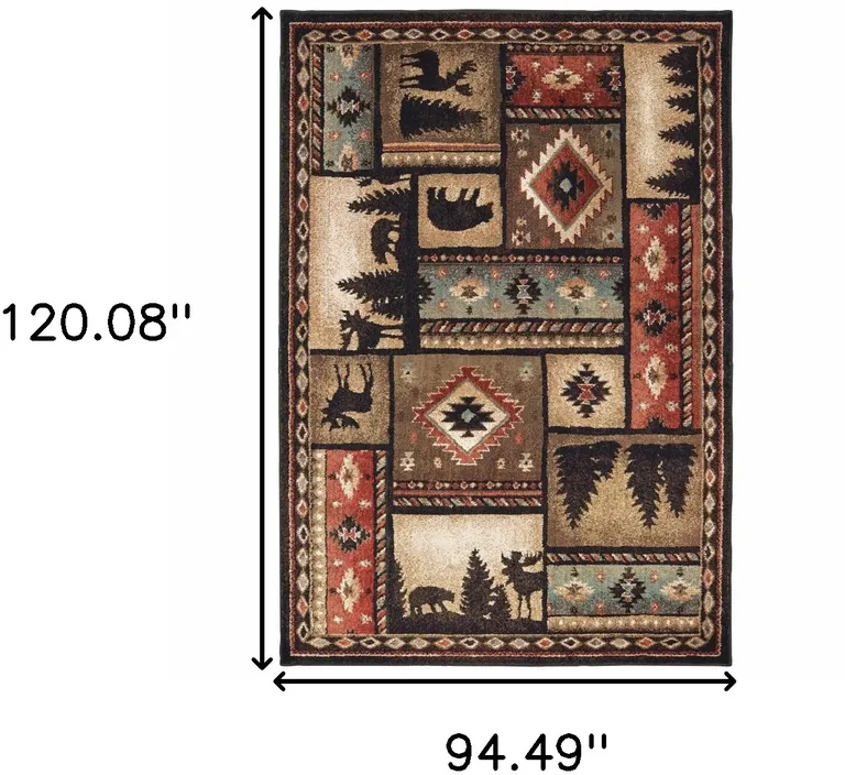 8'x10' Black and Brown Nature Lodge Area Rug Photo 4