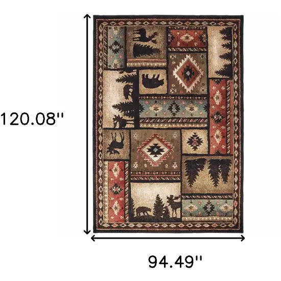 8'x10' Black and Brown Nature Lodge Area Rug Photo 4