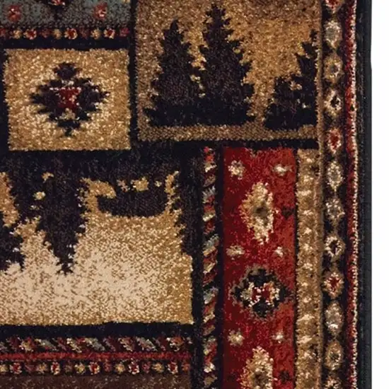 2'x8' Black and Brown Nature Lodge Runner Rug Photo 3