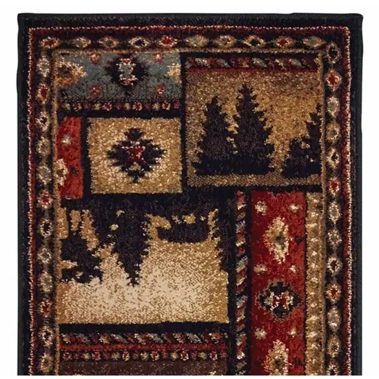 2'x8' Black and Brown Nature Lodge Runner Rug Photo 4