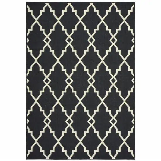 4'x6' Black and Ivory Trellis Indoor Outdoor Area Rug Photo 1