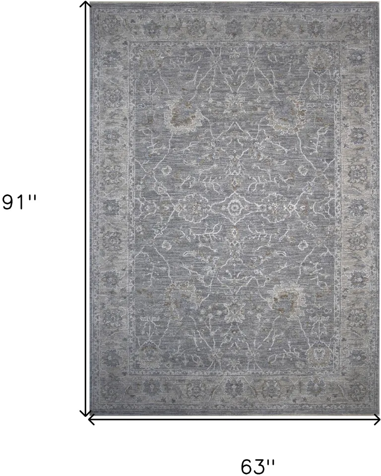 5' x 7' Blue Gray Southwestern Floral Area Rug Photo 5