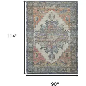 Photo of 8'x10' Blue Orange Hand Woven Diamond Medallion Indoor Area Rug