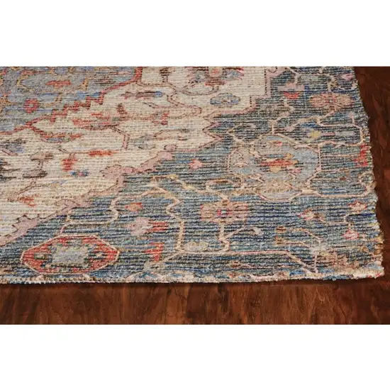 8'X10' Blue Red Hand Woven Diamond Medallion Indoor Area Rug Photo 3