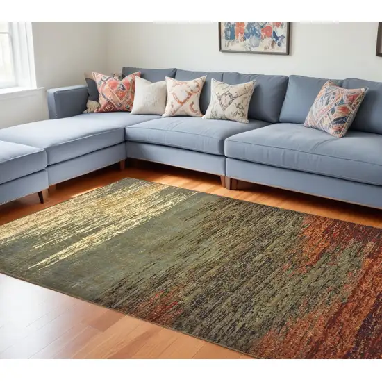 Blue And Brown Distressed Area Rug Photo 1