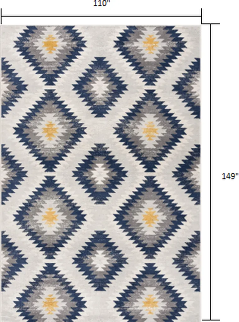 9' x 13' Blue and Gray Kilim Pattern Area Rug Photo 2