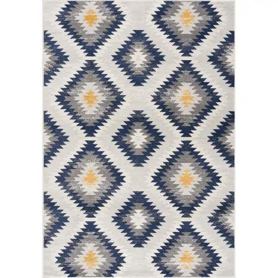 9' x 13' Blue and Gray Kilim Pattern Area Rug Photo 1