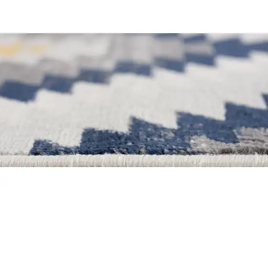 9' x 13' Blue and Gray Kilim Pattern Area Rug Photo 8