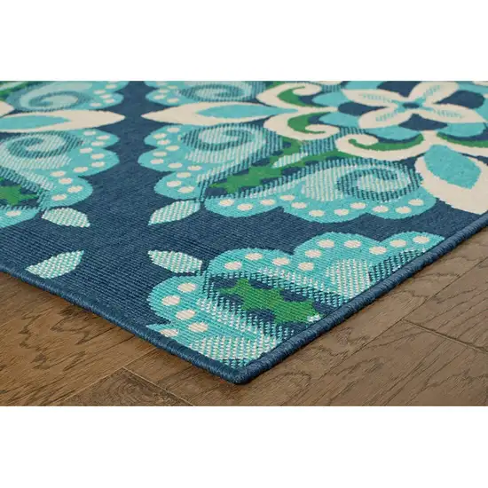 2'x3' Blue and Green Floral Indoor Outdoor Scatter Rug Photo 4