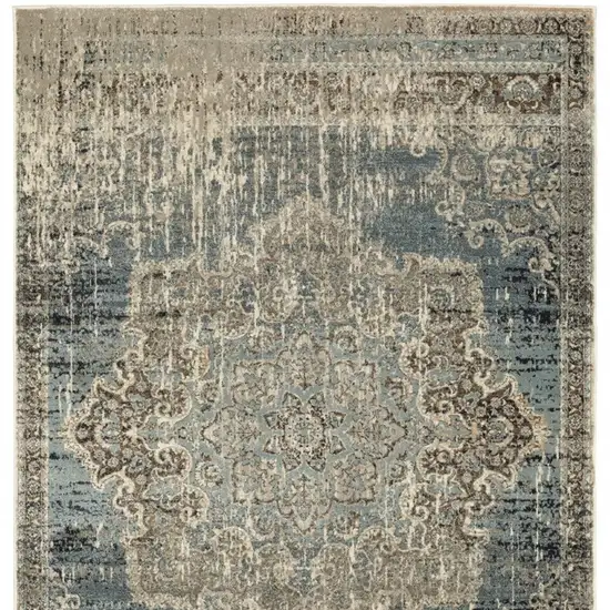 Blue and Ivory Power Loom Area Rug Photo 6