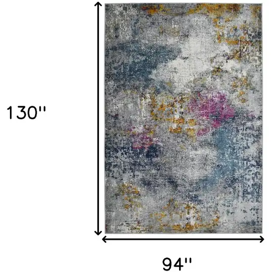 8' x 11' Blue and Pink Abstract Power Loom Area Rug Photo 7