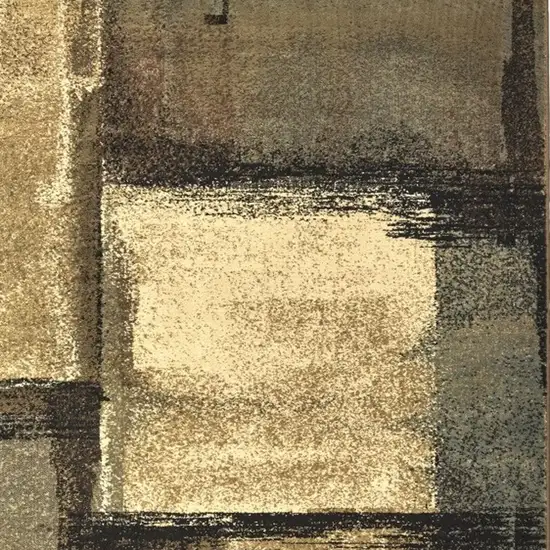 Brown And Beige Distressed Blocks Area Rug Photo 7