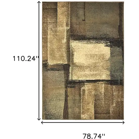 Brown And Beige Distressed Blocks Area Rug Photo 3