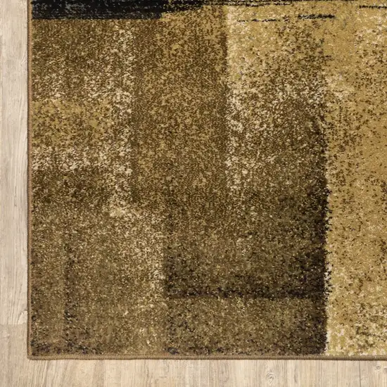 8'x10' Brown and Beige Distressed Blocks Area Rug Photo 4
