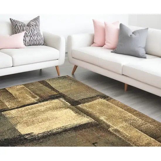 Brown And Beige Distressed Blocks Area Rug Photo 1