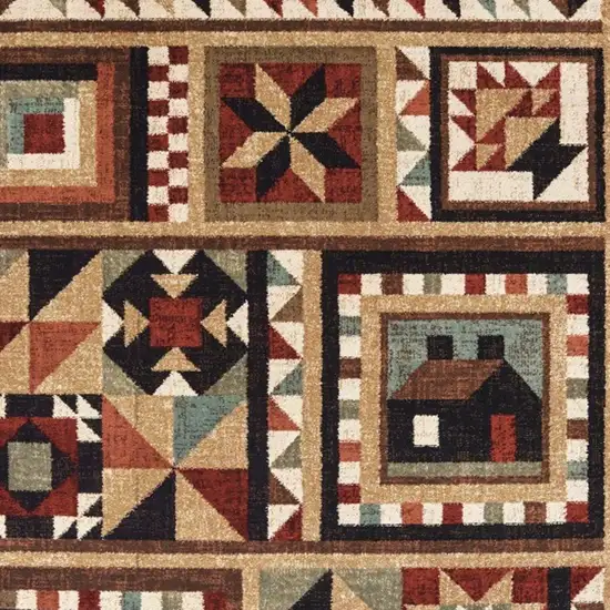 Brown And Red Ikat Patchwork Scatter Rug Photo 4