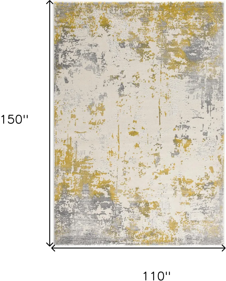 9' x 13' Gold and Gray Abstract Area Rug Photo 1