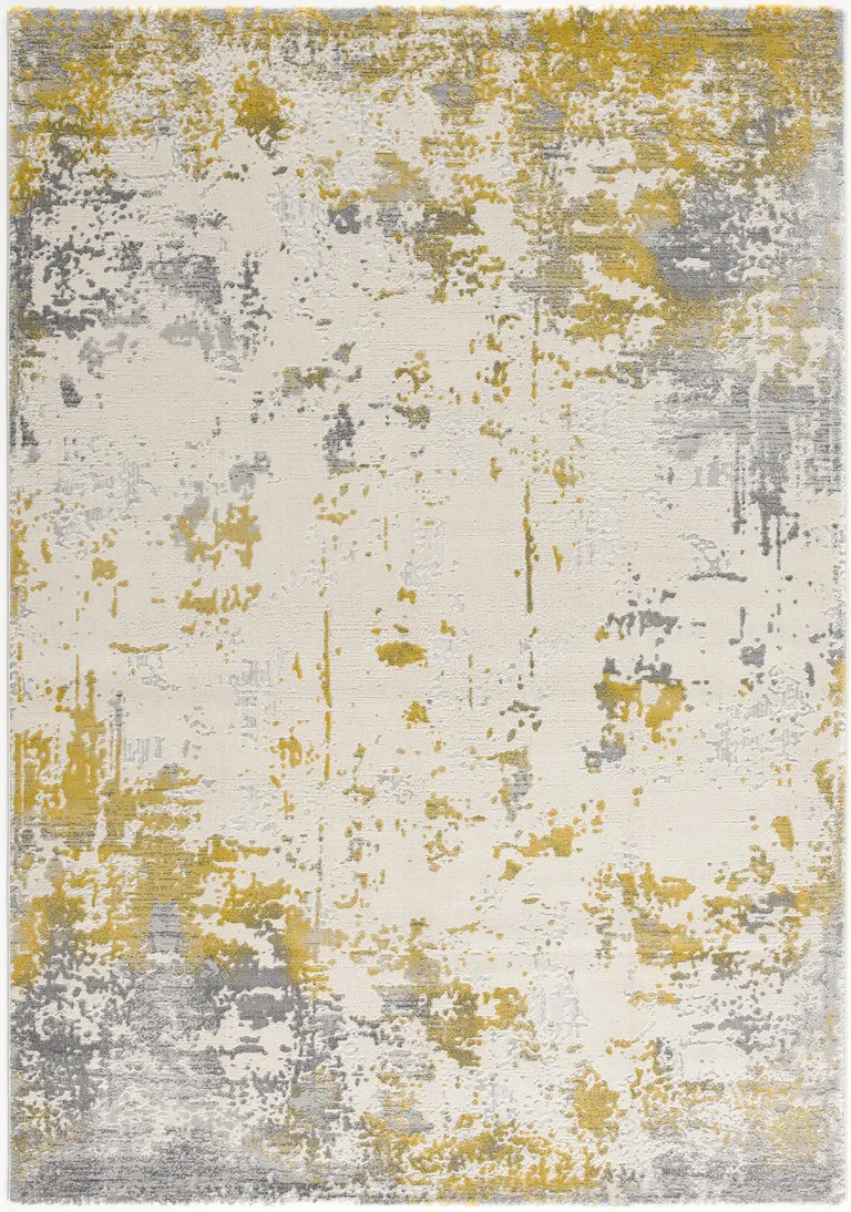 9' x 13' Gold and Gray Abstract Area Rug Photo 5