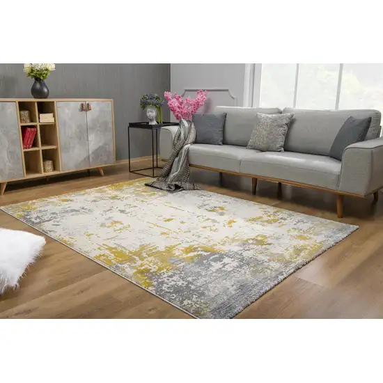 9' x 13' Gold and Gray Abstract Area Rug Photo 7