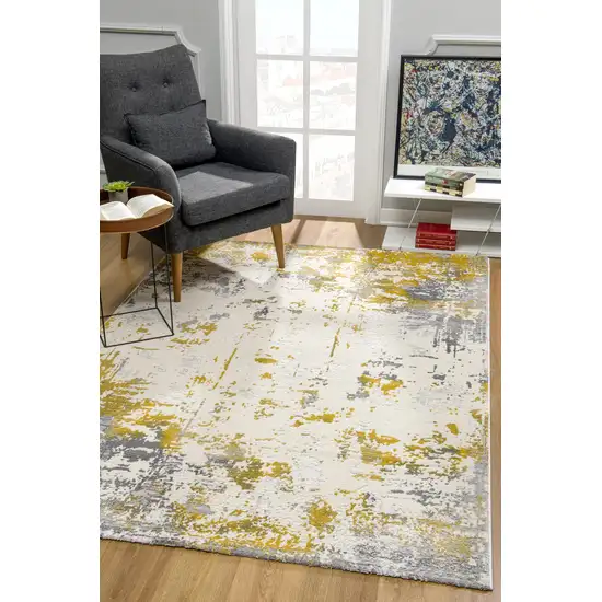 9' x 13' Gold and Gray Abstract Area Rug Photo 6