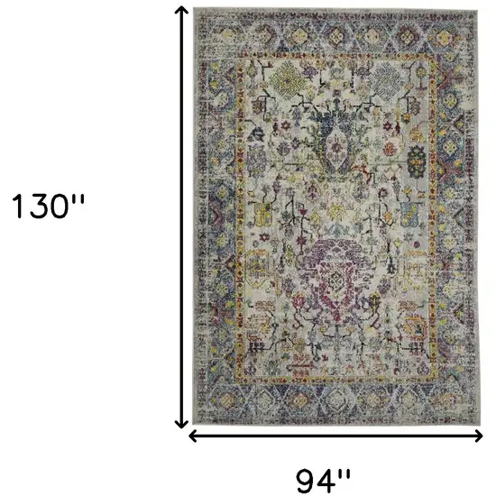 8' x 11' Gray Floral Power Loom Area Rug Photo 9