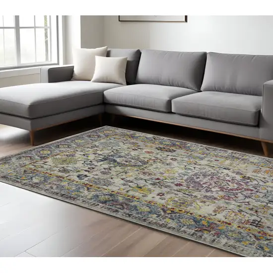 Gray Floral Power Loom Area Rug Photo 1