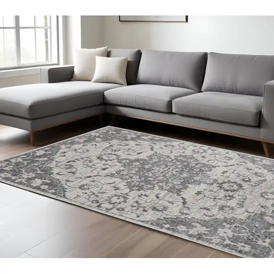 Gray Medallion Power Loom Area Rug Photo 1