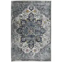 Photo of 2' x 3' Gray Medallion Power Loom Area Rug