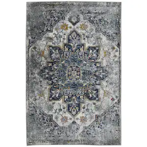 Photo of 2' x 3' Gray Medallion Power Loom Area Rug