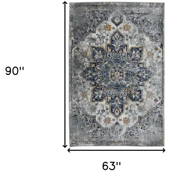 5' x 7' Gray Medallion Power Loom Area Rug Photo 8