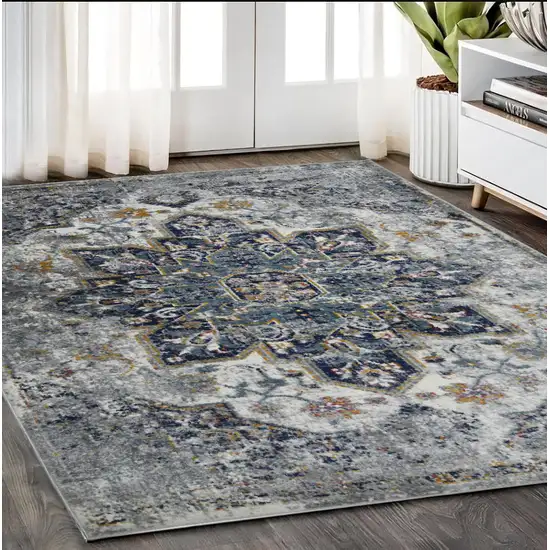 Gray Medallion Power Loom Area Rug Photo 1