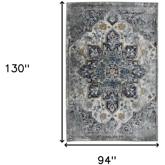 8' x 11' Gray Medallion Power Loom Area Rug Photo 8