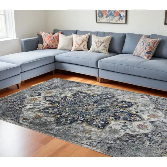 Gray Medallion Power Loom Area Rug Photo 1