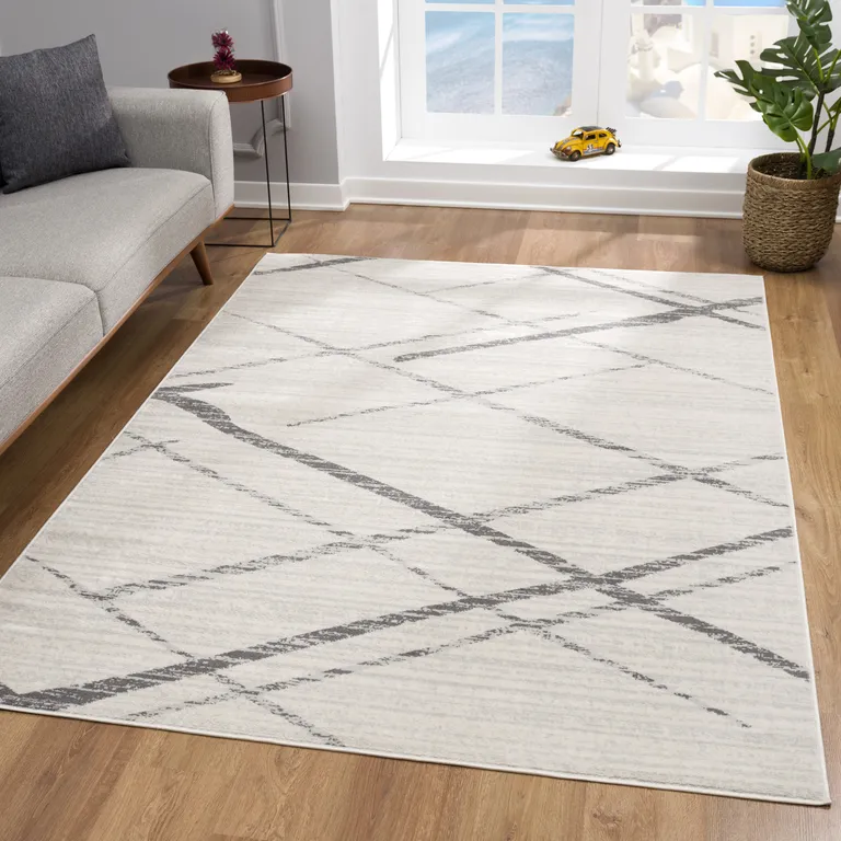 9' x 13' Gray Modern Abstract Pattern Area Rug Photo 4