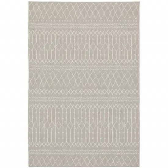 3'x5' Gray and Ivory Geometric Indoor Outdoor Area Rug Photo 1