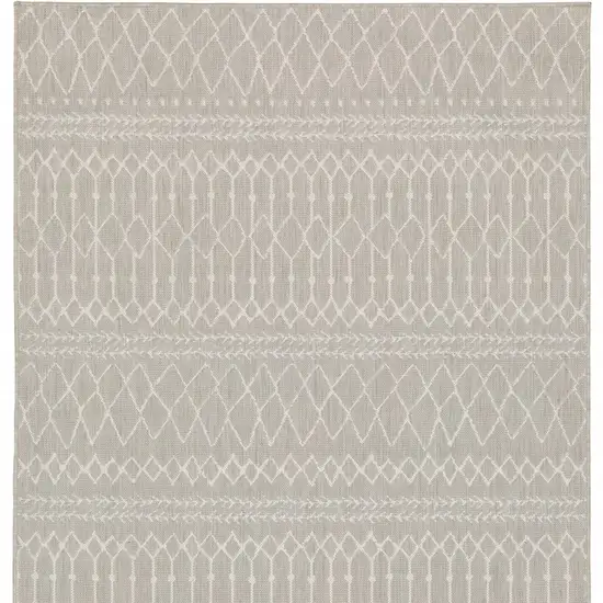 3'x5' Gray and Ivory Geometric Indoor Outdoor Area Rug Photo 10