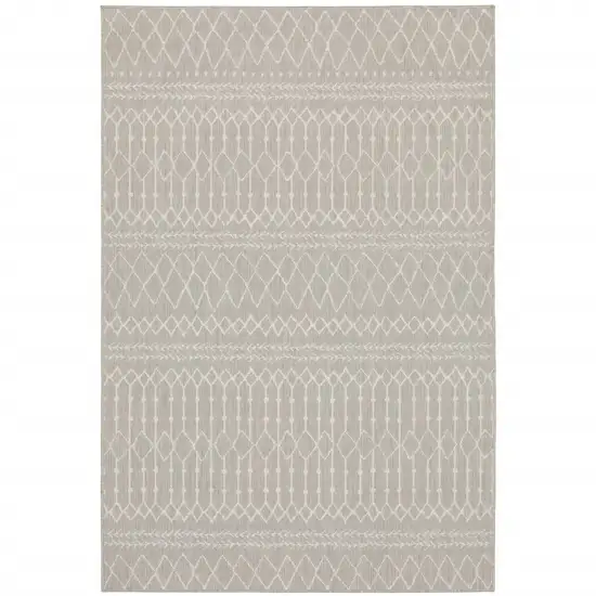 5'x7' Gray and Ivory Geometric Indoor Outdoor Area Rug Photo 10