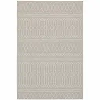 Photo of 7'x9' Gray and Ivory Geometric Indoor Outdoor Area Rug