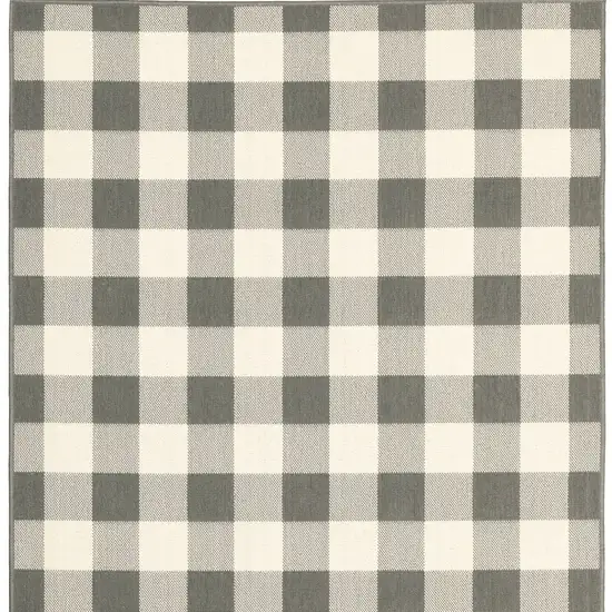 4'x6' Gray and Ivory Gingham Indoor Outdoor Area Rug Photo 6